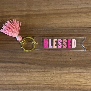 Pink and Gold 'Blessed' Keychain